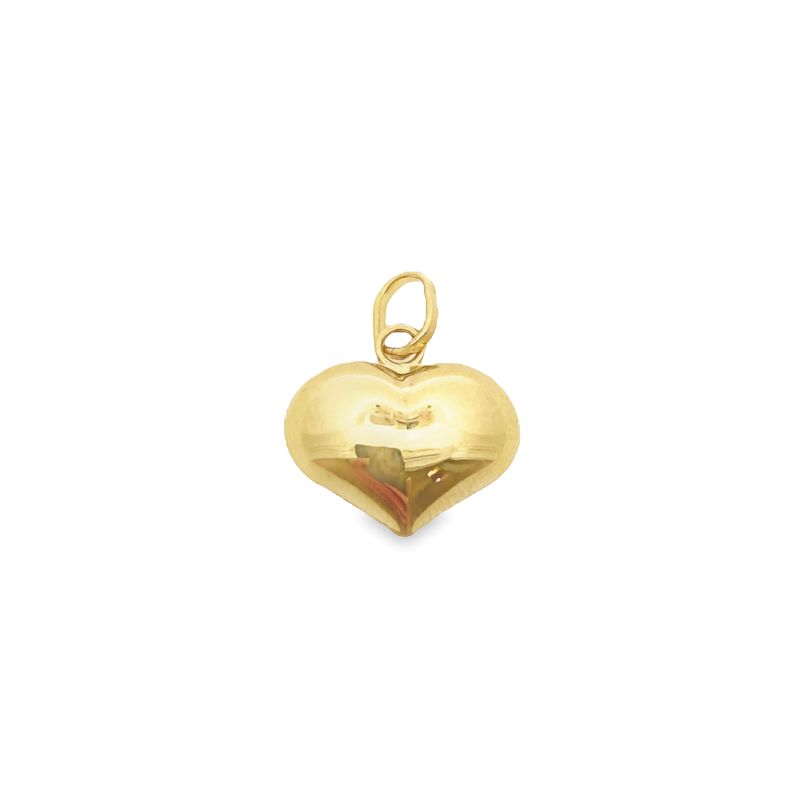 a gold heart charm on a white background