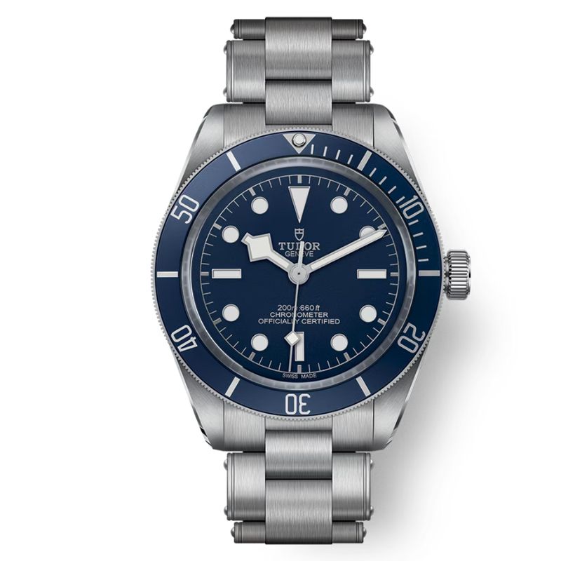 a rolex watch with a blue dial