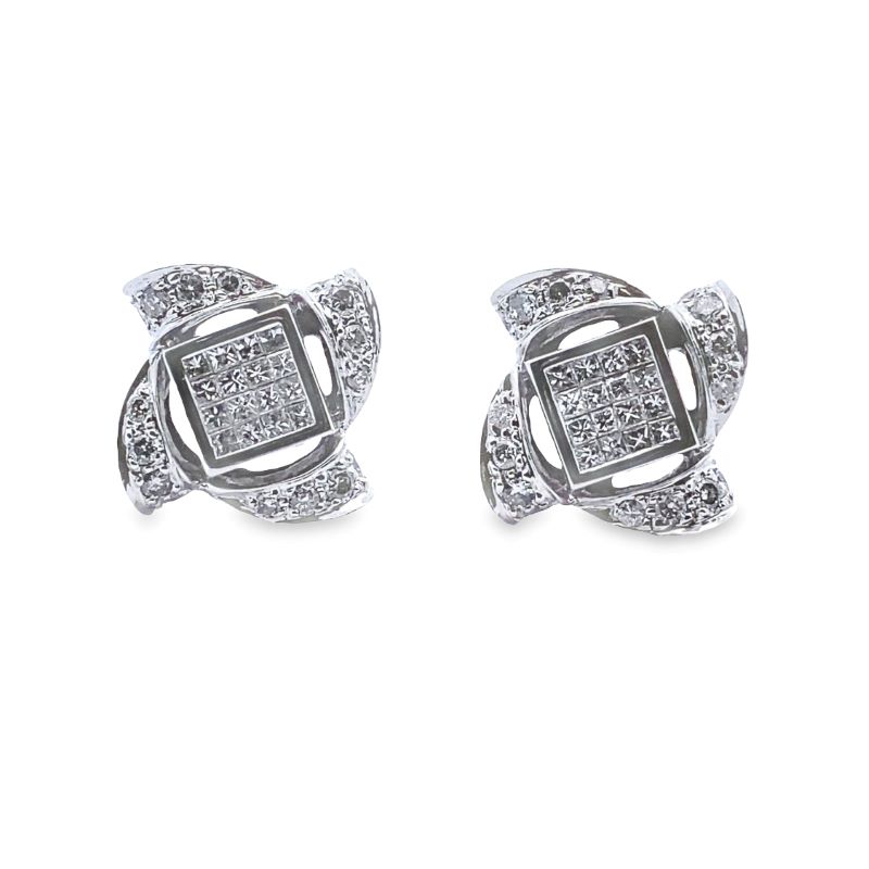 pair of diamond earrings in white gold