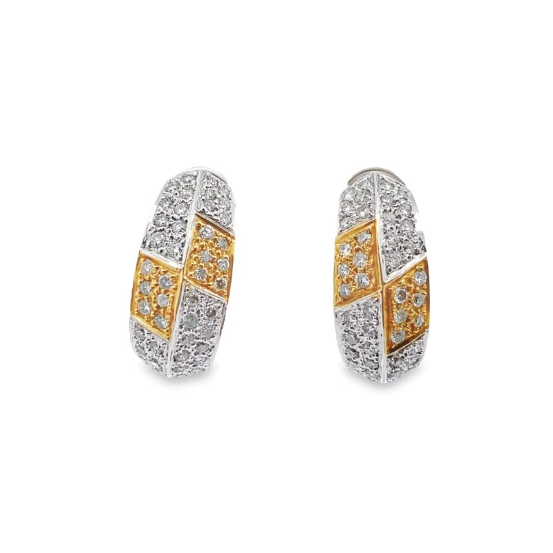 two tone gold and white diamond earrings