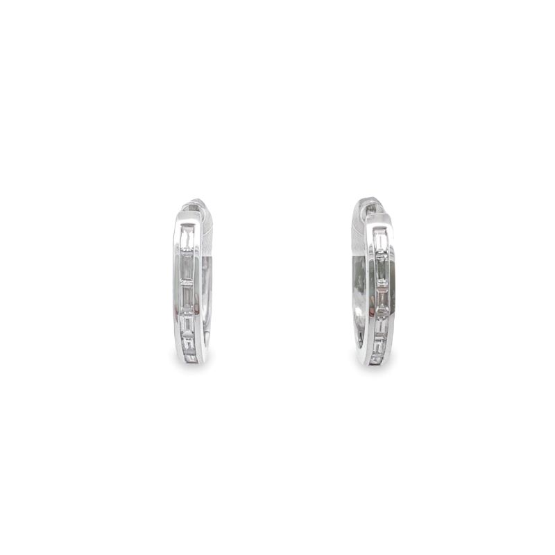 two white gold hoop earrings with diamonds