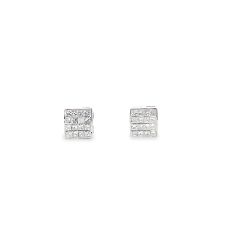 a pair of square shaped earrings