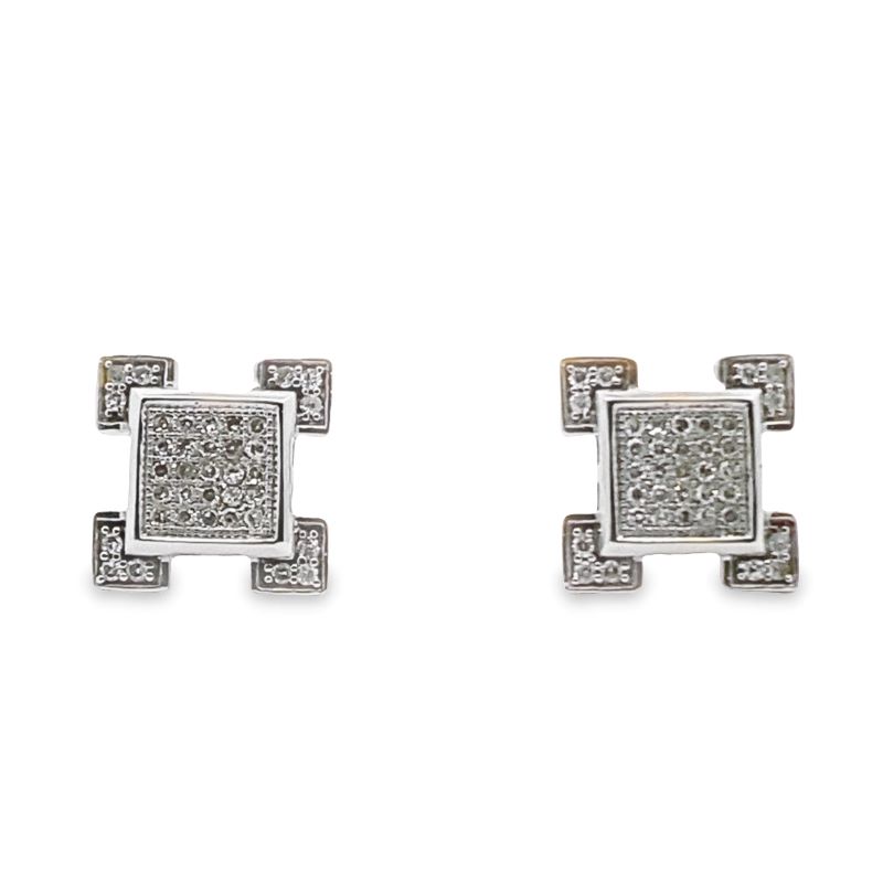 pair of square shaped diamond earrings