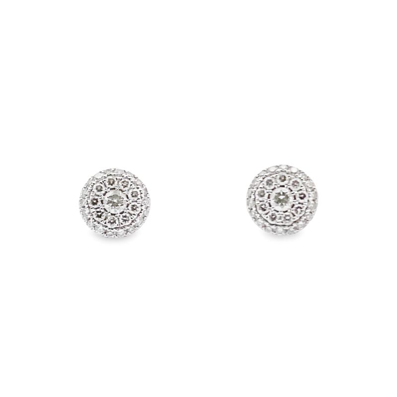 a pair of earrings with white diamonds
