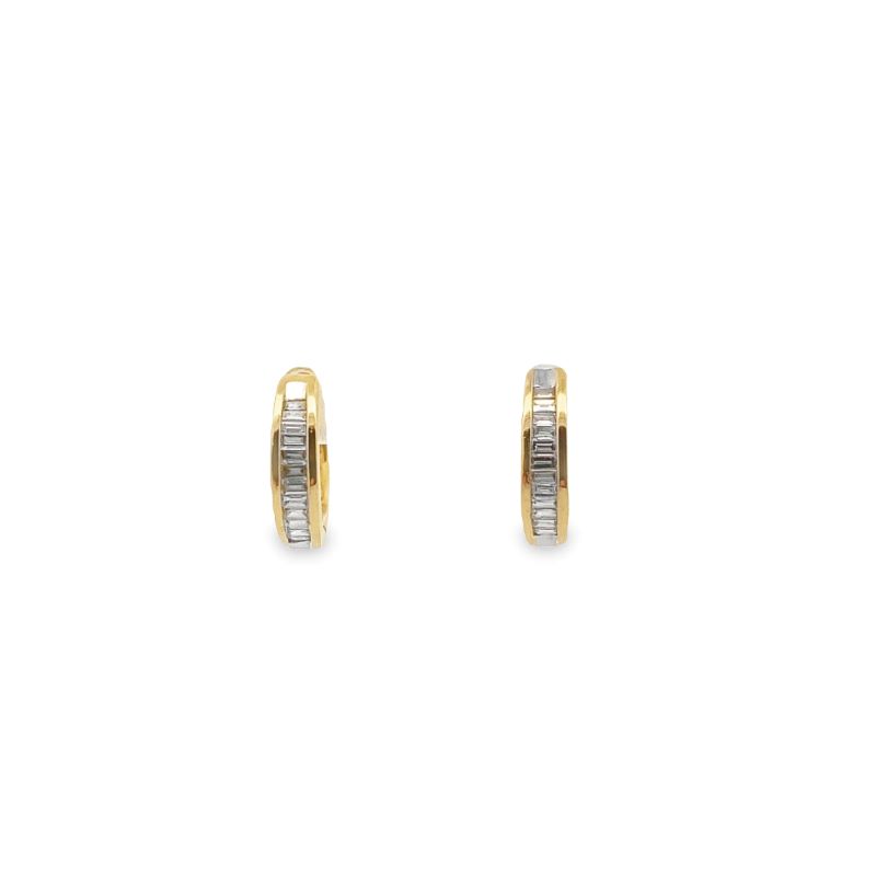 two tone gold and diamond hoop earrings