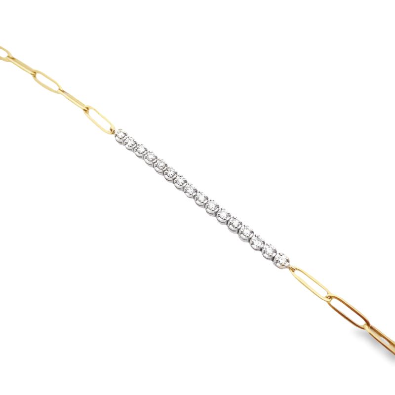 a yellow and white gold bracelet on a white background