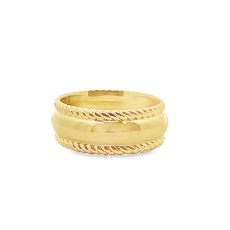 a yellow gold ring with rope detailing