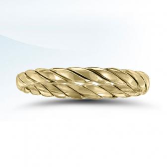 a yellow gold ring on a white background
