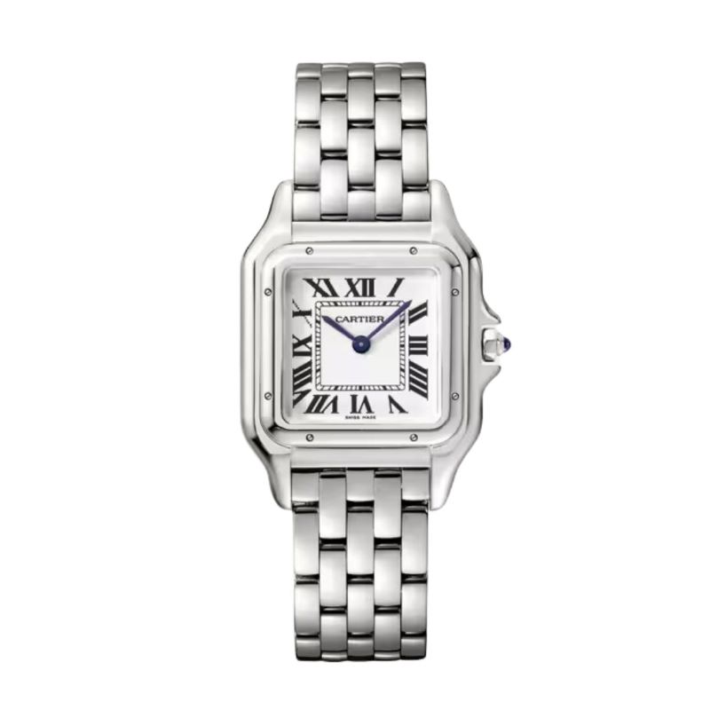 a women's stainless steel watch with roman numerals