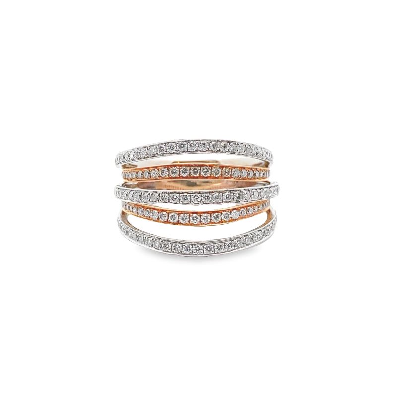 three tone gold and white diamond ring