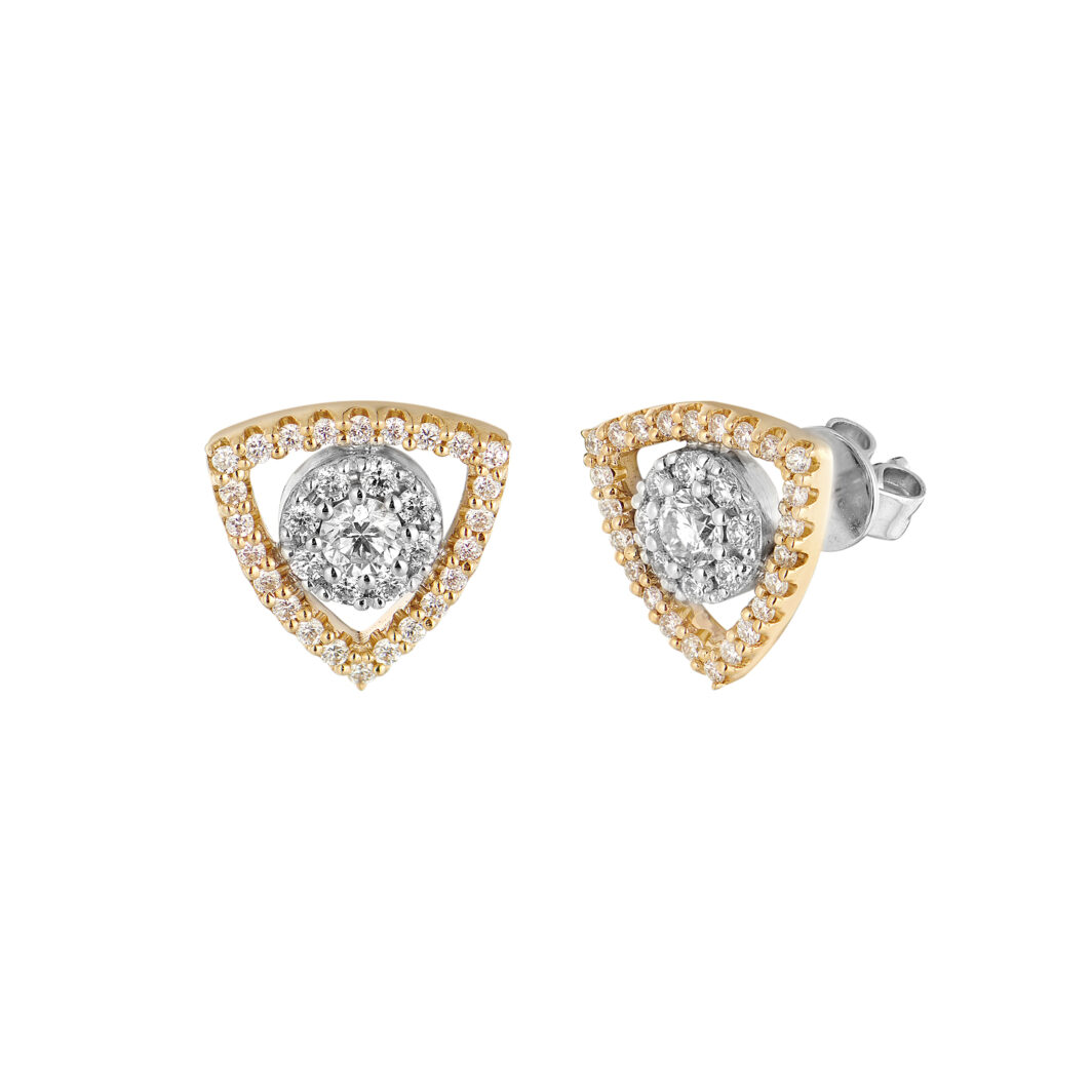 two tone gold and white diamond earrings
