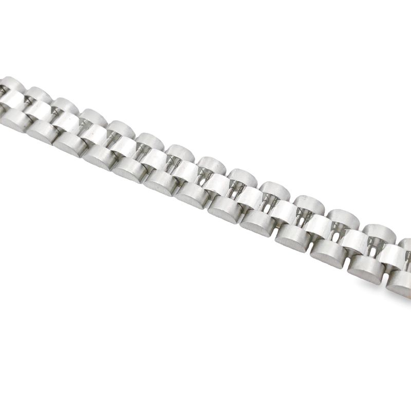 a metal chain with several holes on it