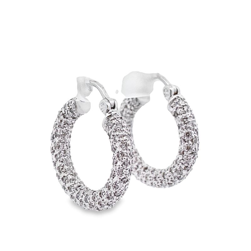 a pair of diamond hoop earrings