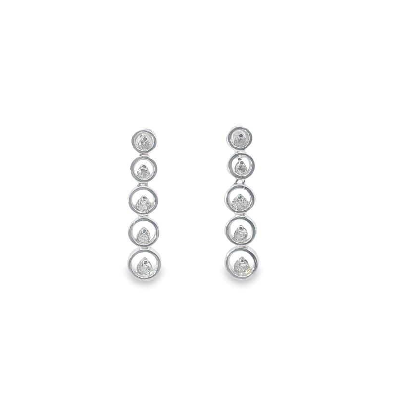 two rows of white gold and diamond earrings
