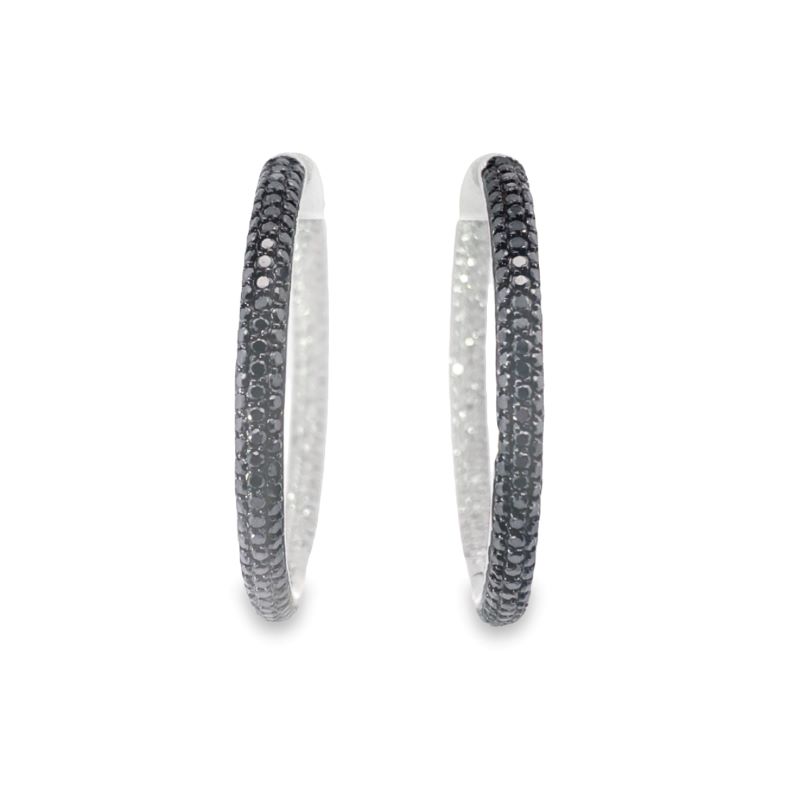 pair of black and white diamond hoop earrings
