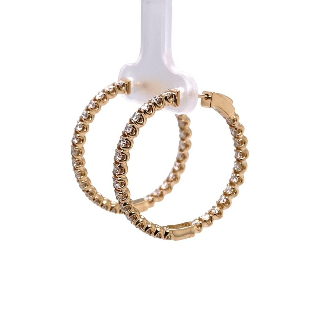 two gold hoop earrings on a white background