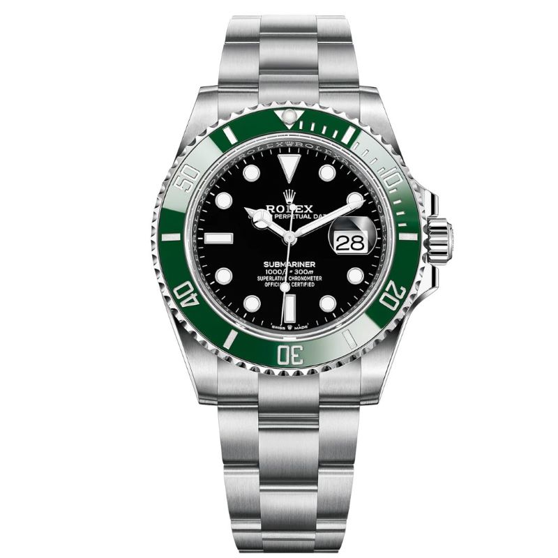 a rolex watch with green and black dials