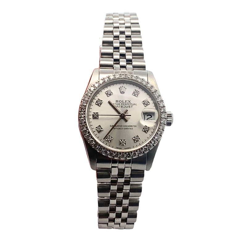 a rolex watch with diamonds on the dial