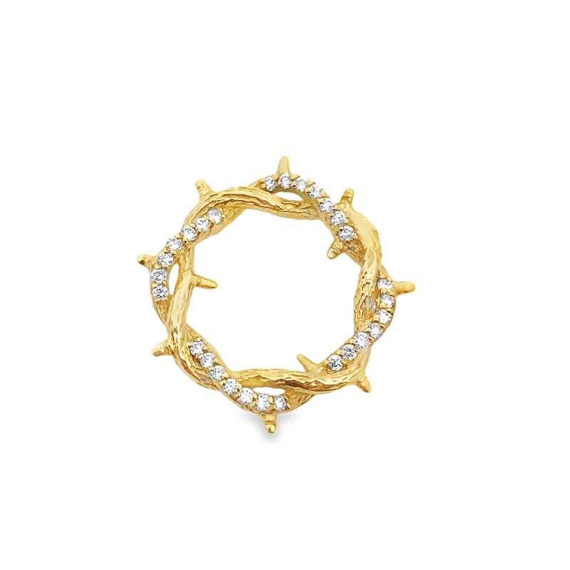 a gold ring with small white diamonds