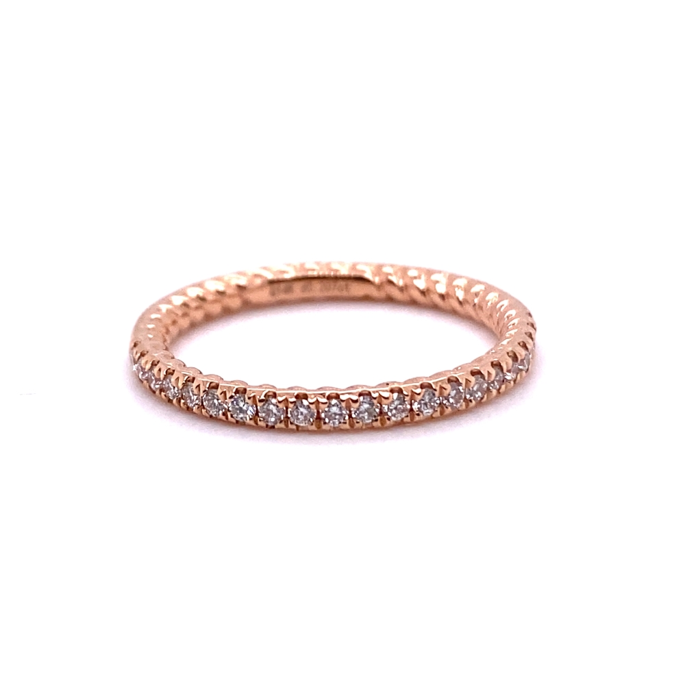 Diamond Wedding Band with Inside Cable Pattern, 14kt Rose Gold