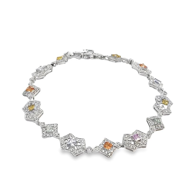 Multi Color Topaz and Diamond Bracelet,
