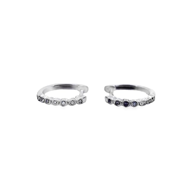 Diamonid Huggies set in 14KT White Gold 12MM