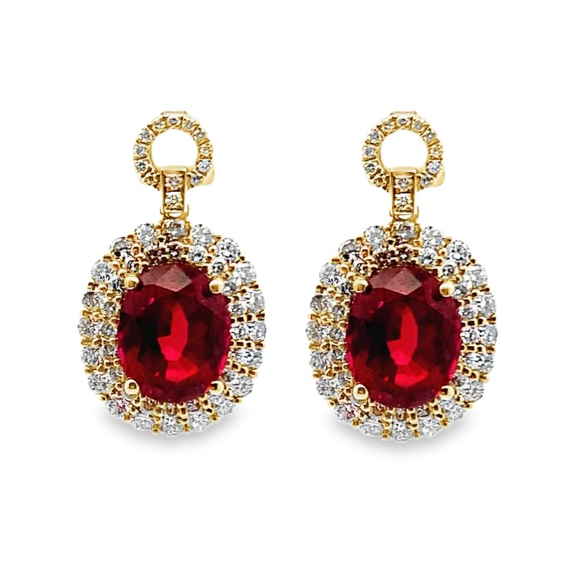 6.00ctw Rubies with 1.30ctw Double Halo Diamond, Lab Grown