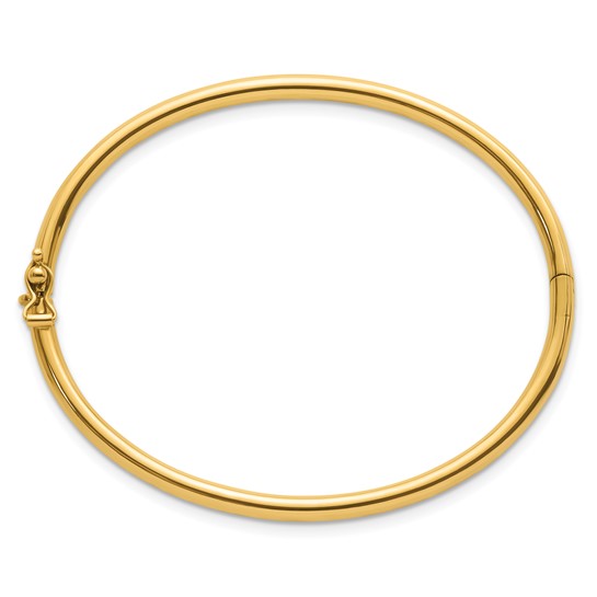 3.0mm Polsihed Hollow Gold Bangle, 14kt Yellow - Image 2