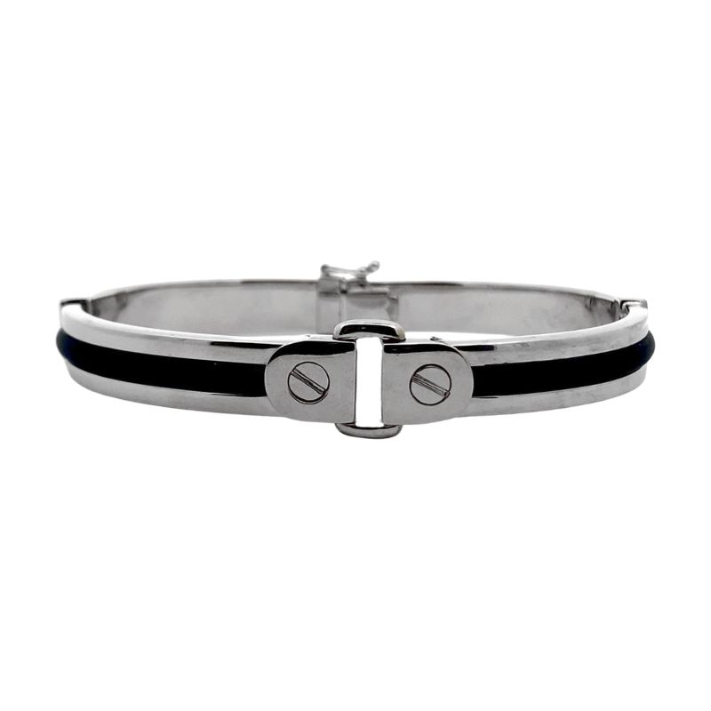 Gents 14kt Gold & Rubber Hinged Bangle