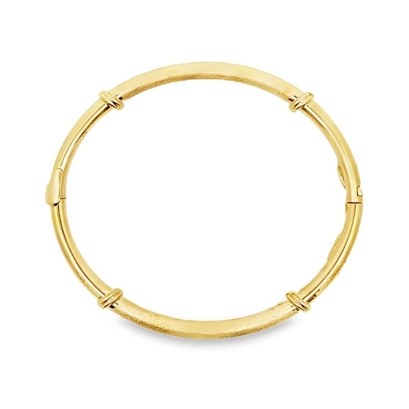 4.4mm Polished and Satin Bangle, 21kt Yellow