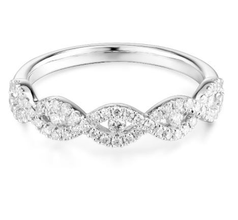 Twisted Diamond Band, 14kt White Gold.