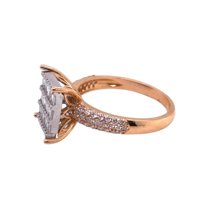 Baguette and Round Diamond Illusion Fashion Ring - Image 2