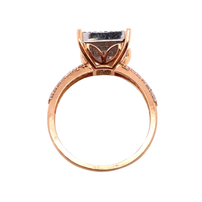 Baguette and Round Diamond Illusion Fashion Ring - Image 3