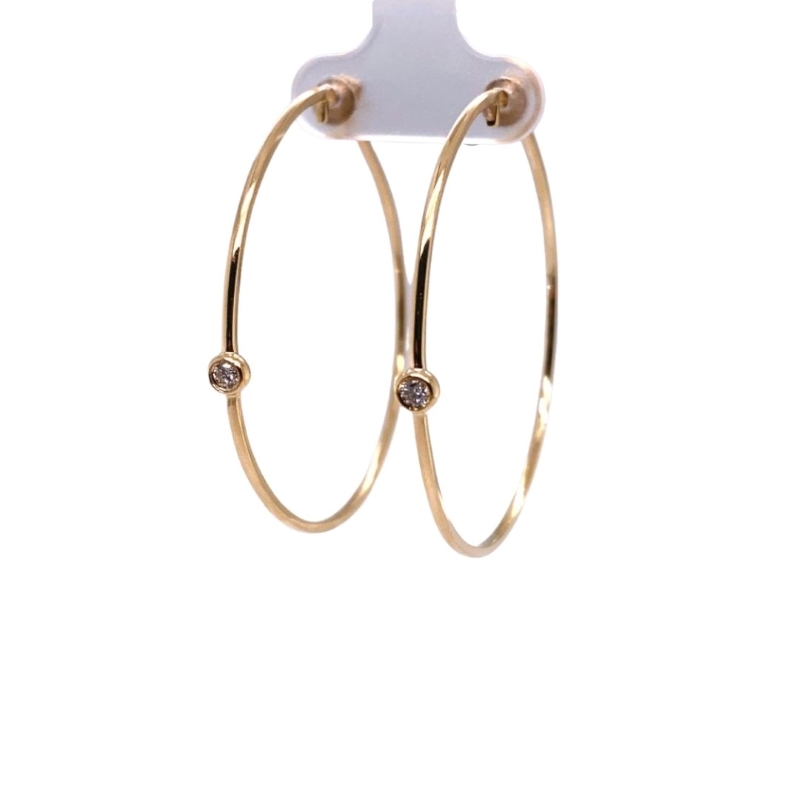 Dainty Single Bezel Set Diamond Hoops