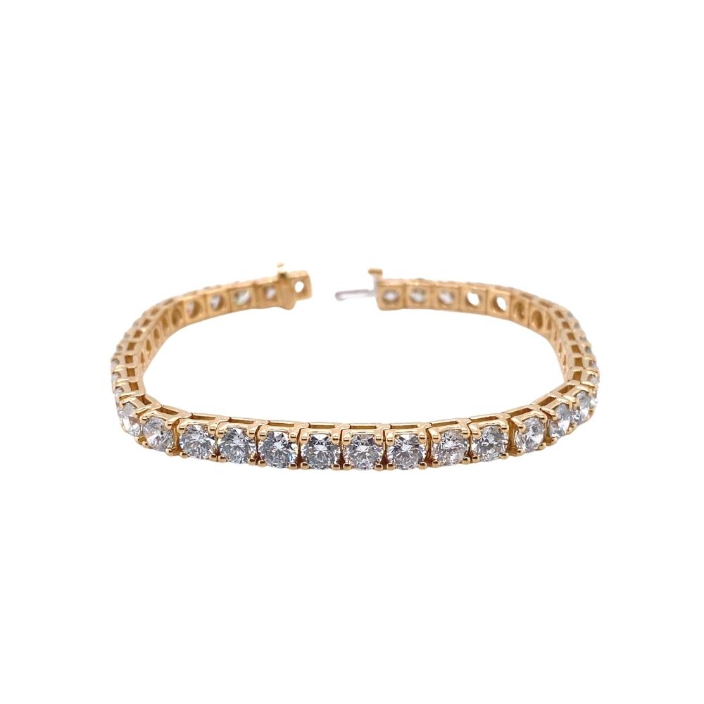 15.00ct Lab Grown Diamond Tennis Bracelet, 14kt Yellow