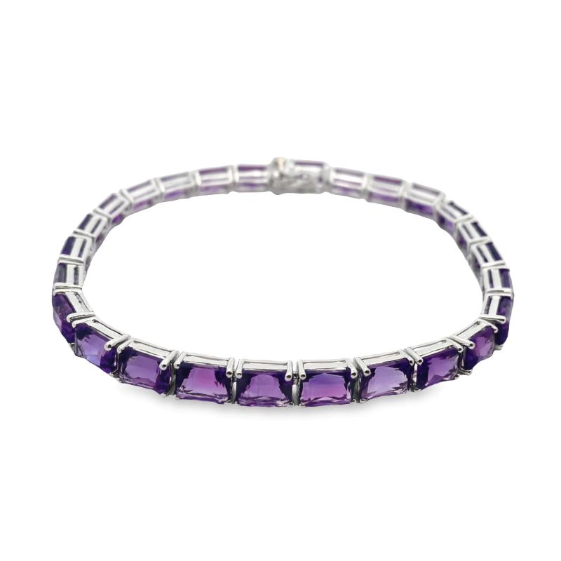 26ctw Amethyst Bracelet 14kt White - Image 2