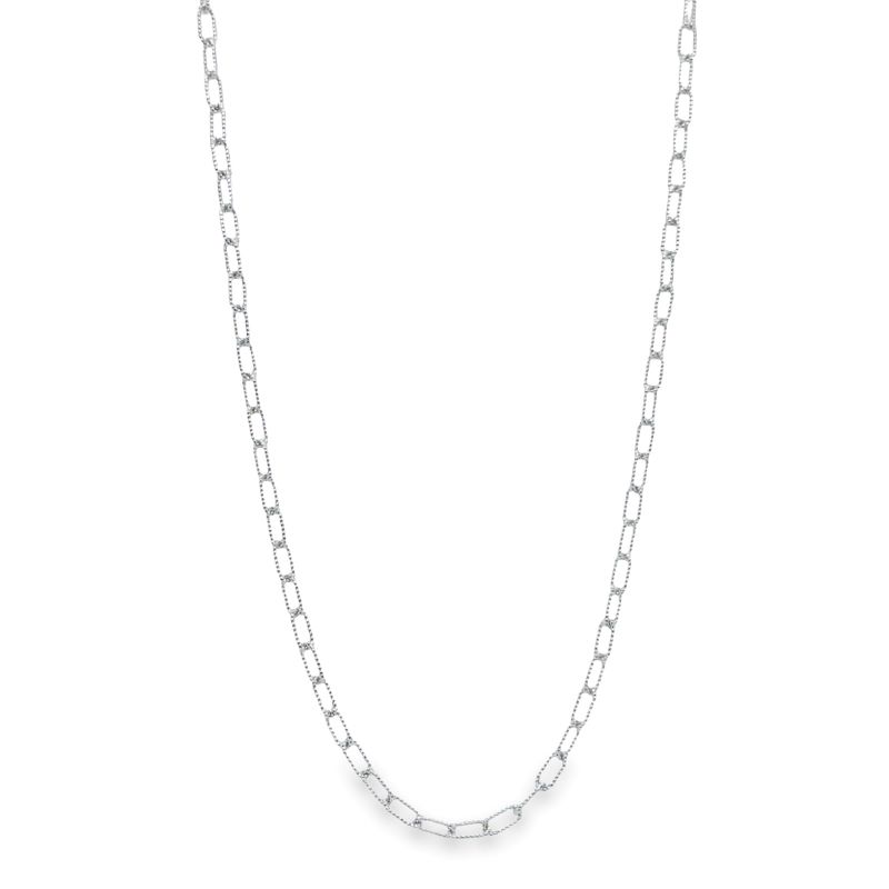 2.5mm Solid Twisted Oval Rollo Chain, 14kt White