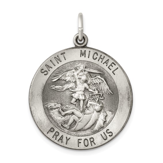 Large St Michael Charm, Sterling Silver
