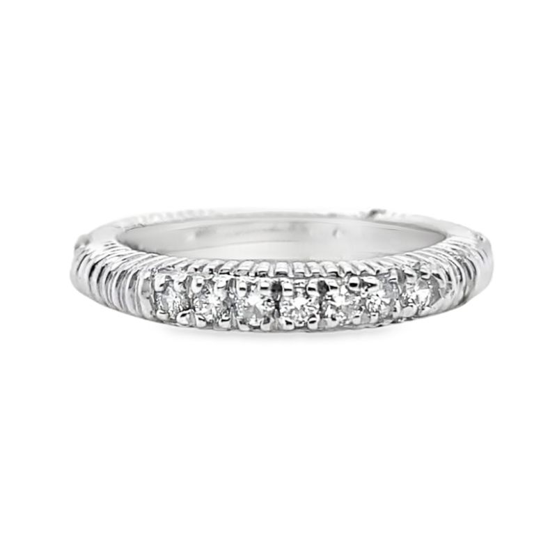 Ribbed 0.50c Diamond Band, 18kt white gold