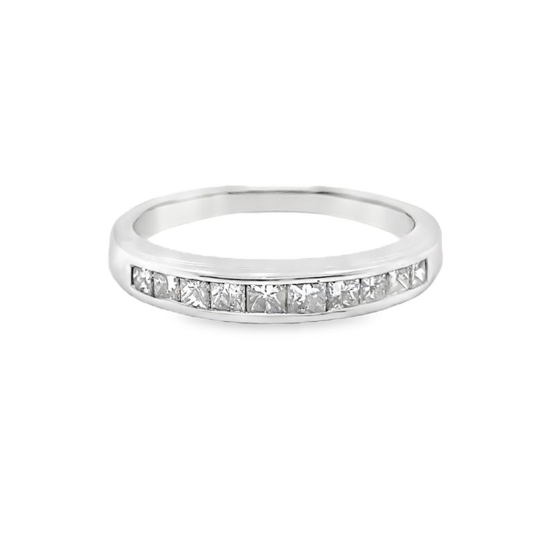 14kt White Gold Channel Set Princess Cut Diamond Band