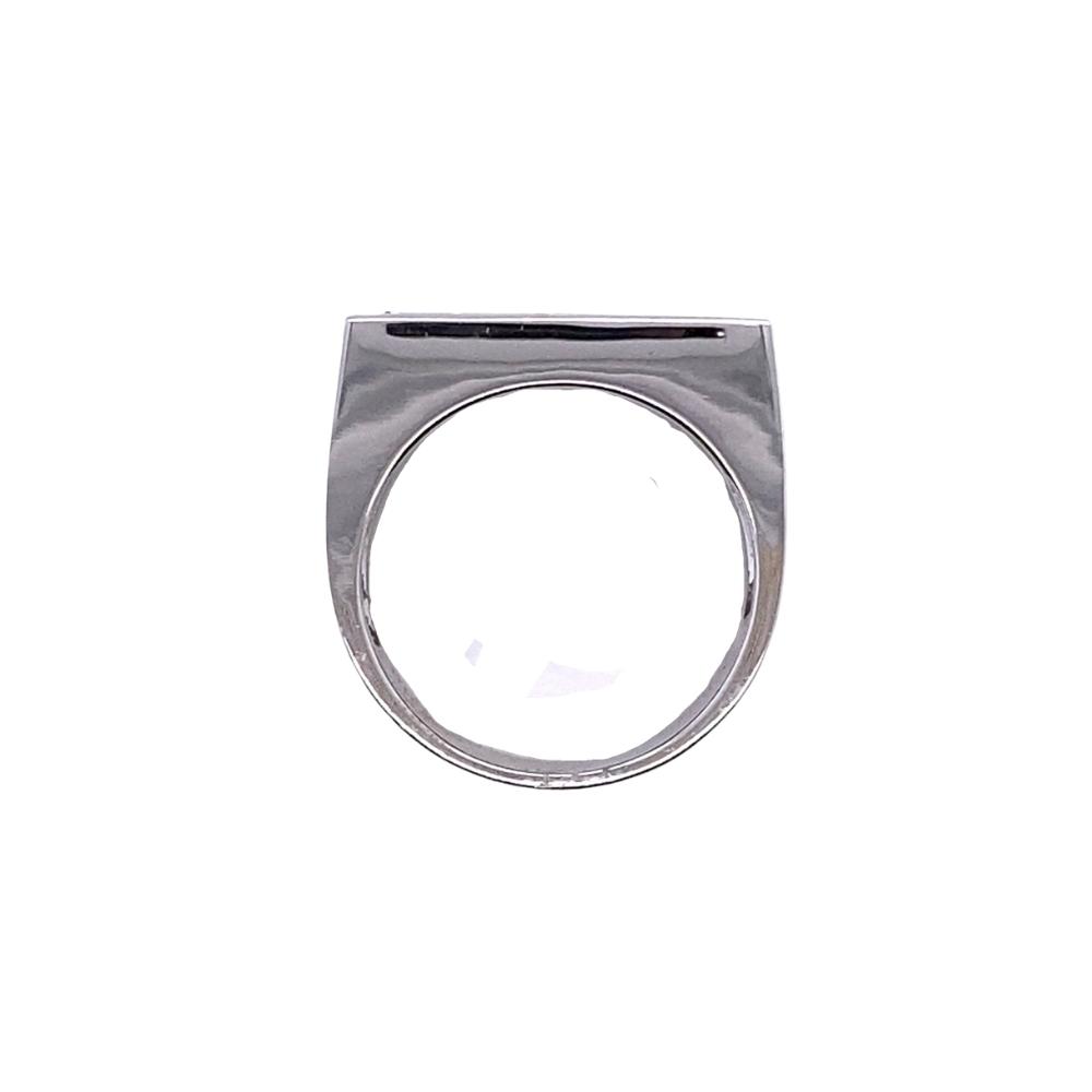 7mm Wide Flat Top Ring with 3 Princess Cut Peridots, 14kt white gold. - Image 3