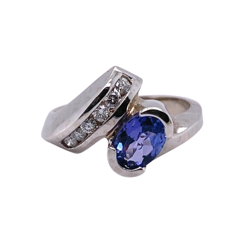 Channel Set Tanzinite and Diamond Ring