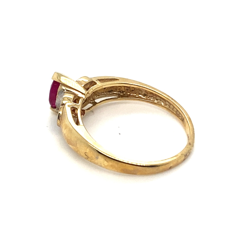 Marquise Ruby and Diamond Fashion Ring - Image 2