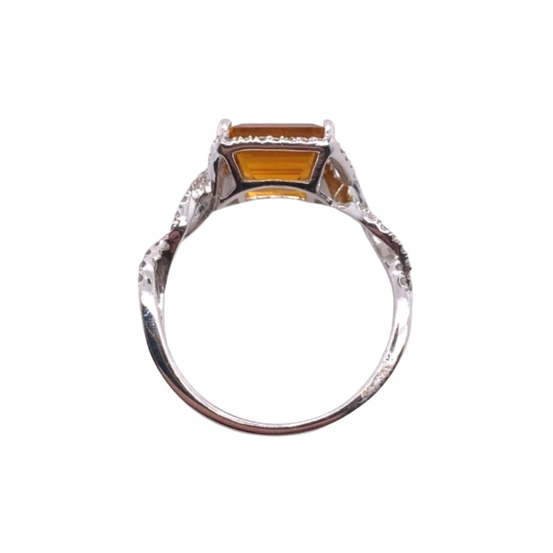 Emerald-Cut Citrine and Diamond Split Shank Ring - Image 3