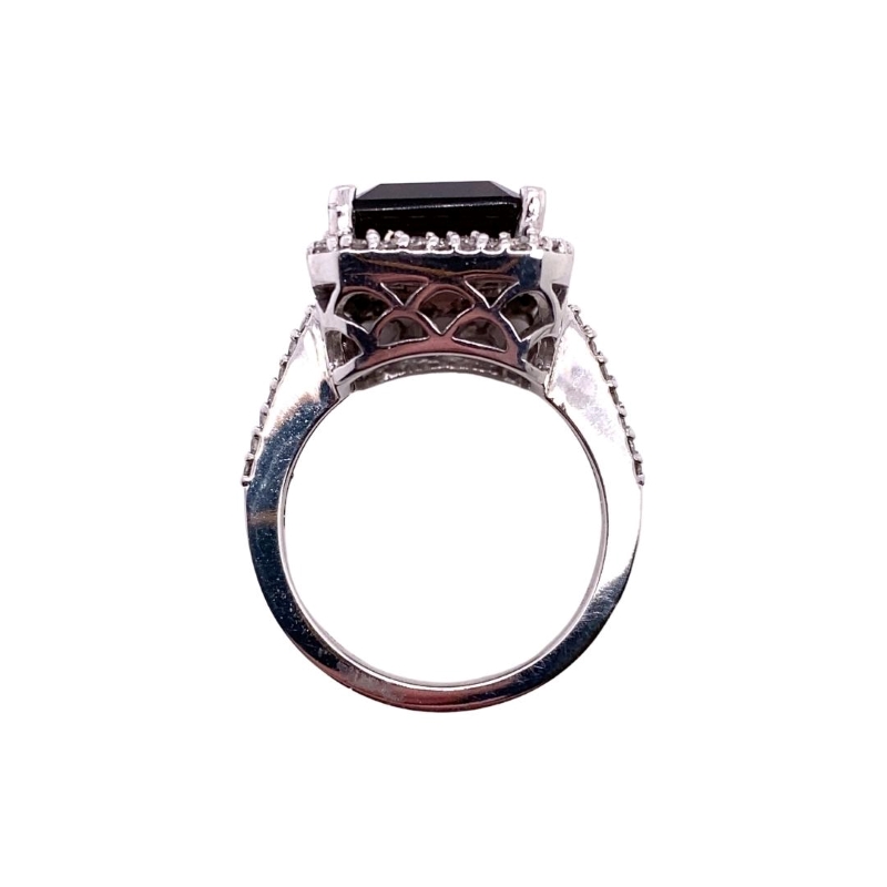 Emerald-Cut Smokey Quartz and Diamond Ring - Image 3