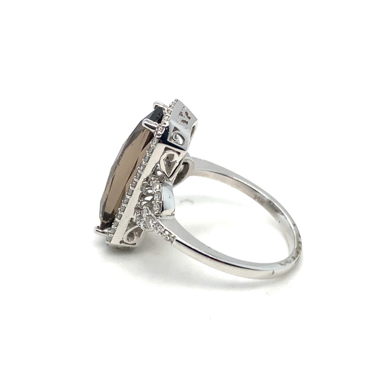 Long Smokey Quartz and Diamond Ring - Image 2