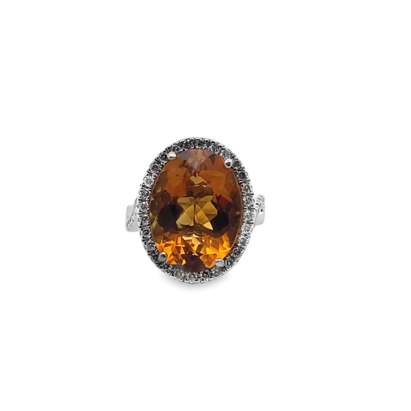 9ct Oval Citrine Diamond Ring