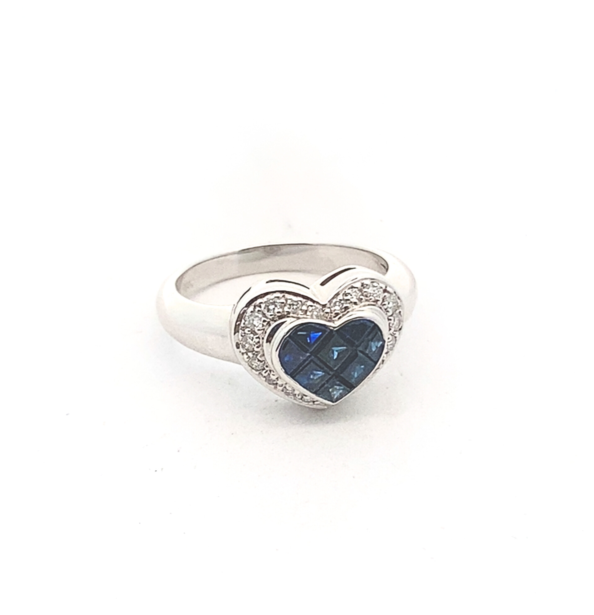 Diamond and Sapphire Heart Ring, 18kt - Image 2