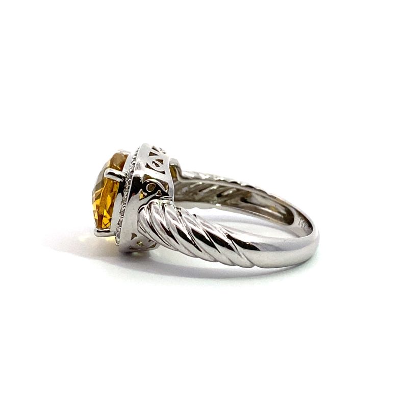 3.50ct Cushion Citrin with Diamond Hallo on Braded Shank - Image 2