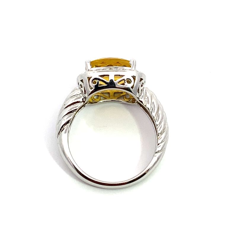 3.50ct Cushion Citrin with Diamond Hallo on Braded Shank - Image 3